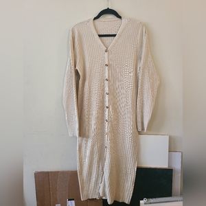 Shein Tan ribbed duster sweater dress